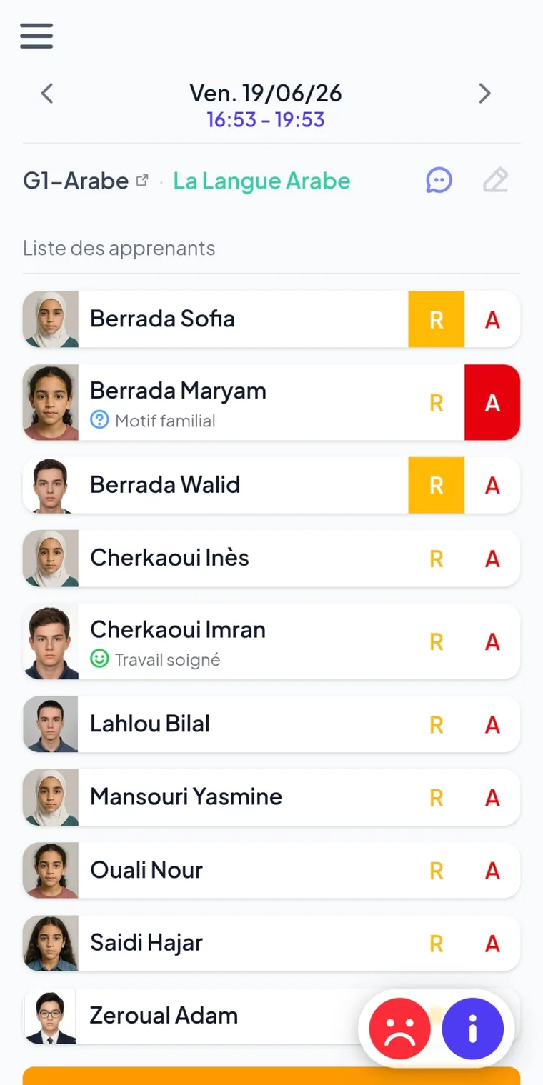 L'appel d'une séance sur mobile